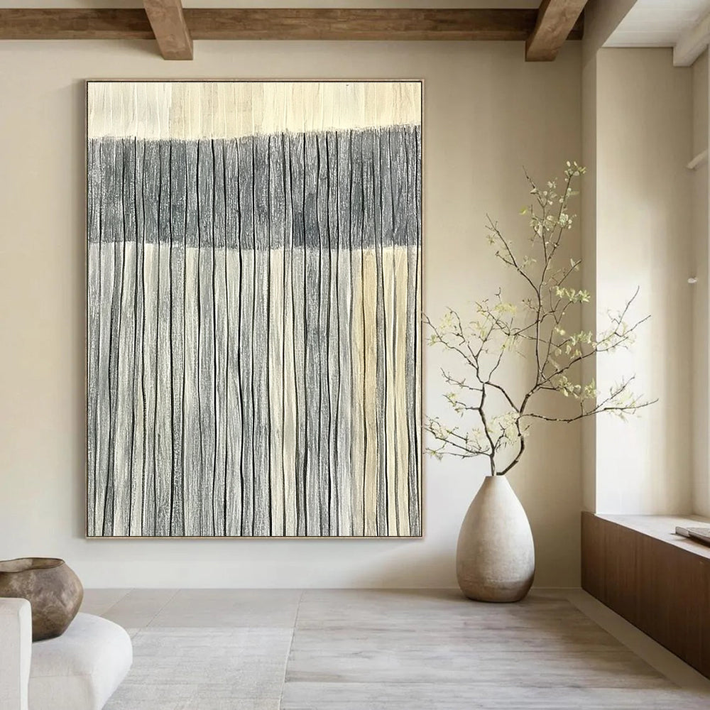 Grey & White Vertical Stripes for Minimalist Bedroom & Contemporary Art Gallery STSC1121