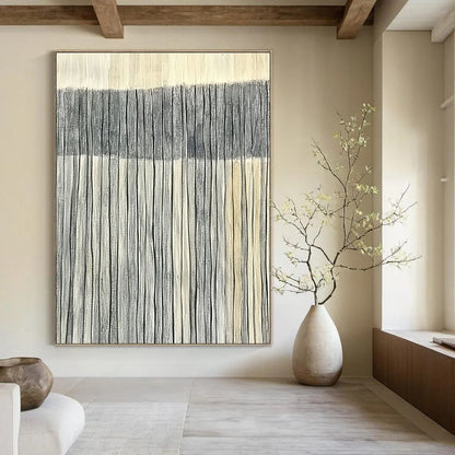 Grey & White Vertical Stripes for Minimalist Bedroom & Contemporary Art Gallery STSC1121