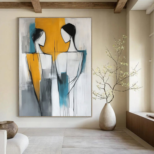 Abstract Figure Interaction Art for Modern Dance Studio & Art - Loving Home Living Room STSC135