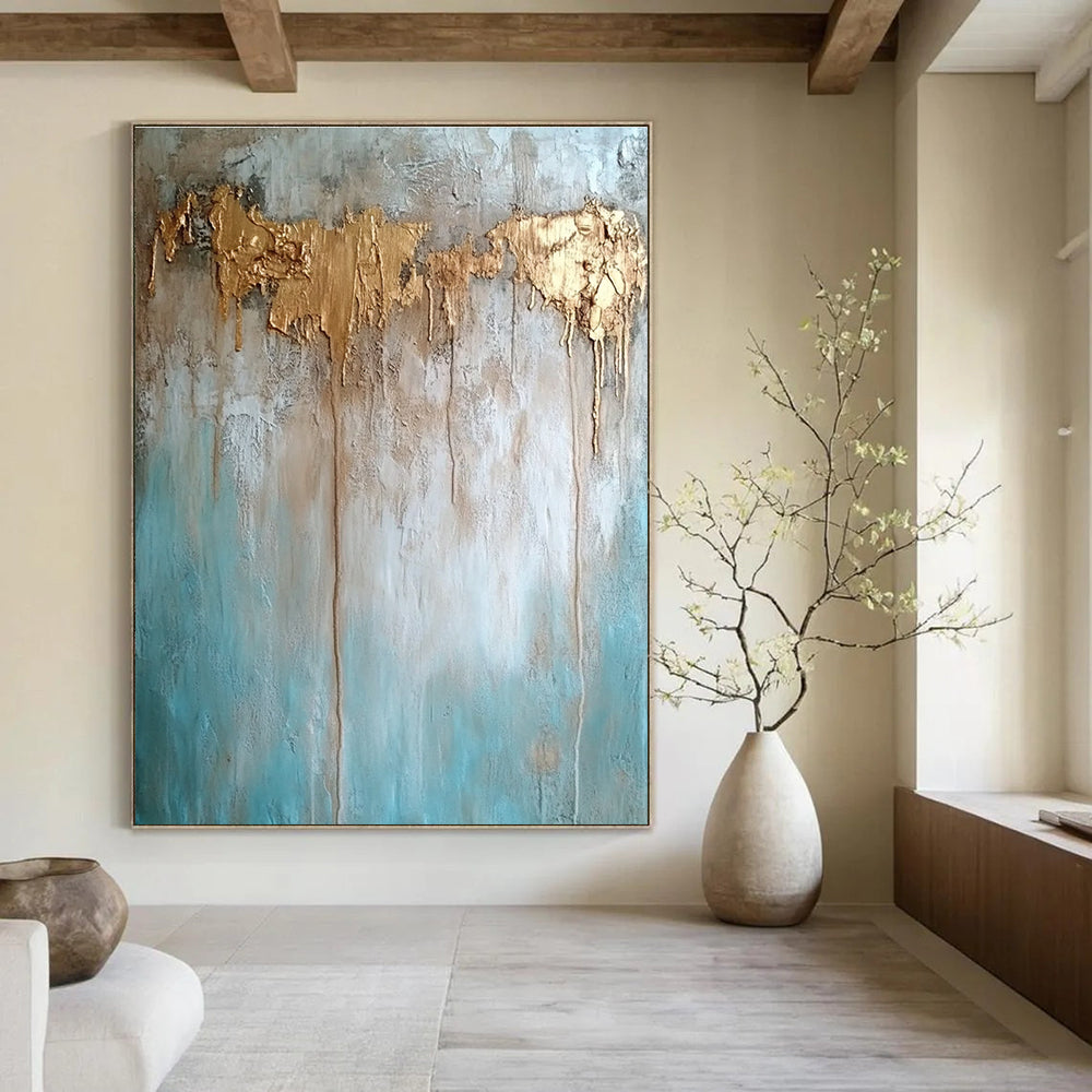 Gold - Drip Textured Art for Luxury Retail Store & High - End Home Dining Room STSC136