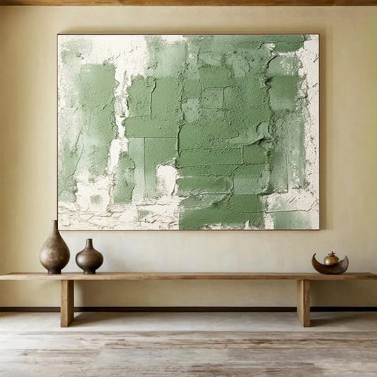 Green - White Texture Abstract Art for Minimalist Office Break Rooms DLZ2658