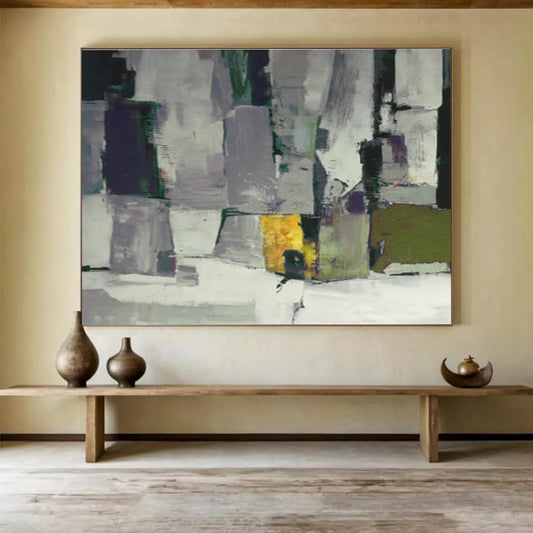Grey - Purple Geometric Abstract Art for Chic Entryway DLZ2749