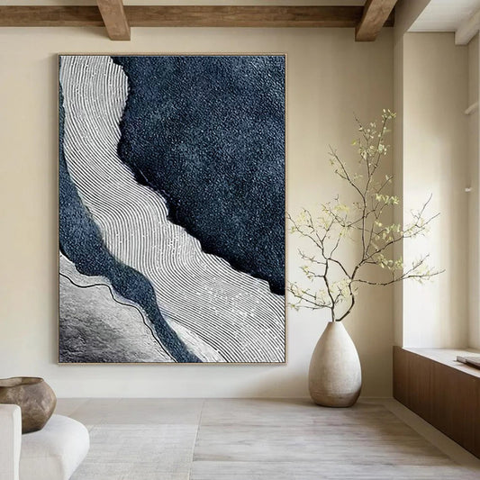 Black - and - White Line Texture Art for Contemporary Office & Monochrome Gallery DLZ2236