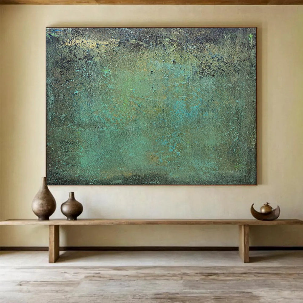 Teal - Brown Textured Abstract for Rustic Art Gallery DLZ2984