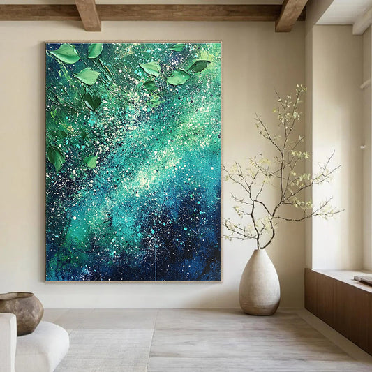 Vibrant Green Splatter Art for Garden Room & Café STSC065