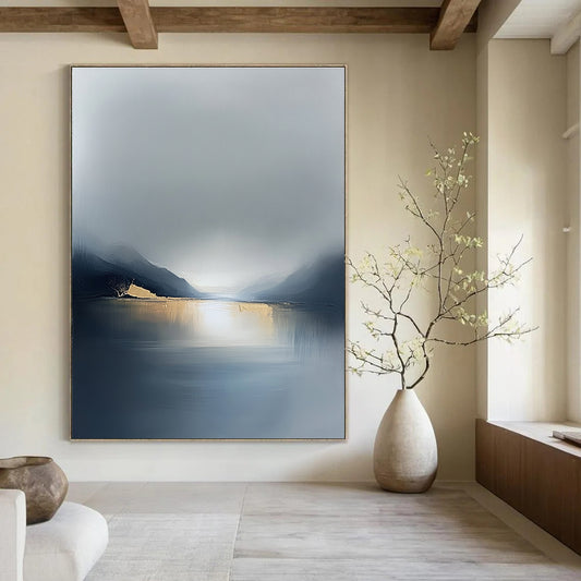 Minimalist Golden Lake Art for Boutique Hotel & Dining Room STSC088