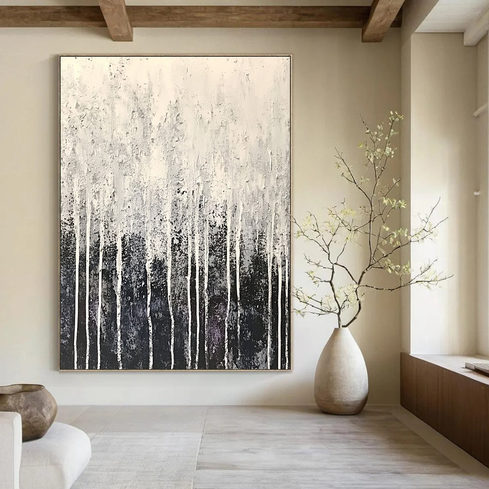 Grey and White Dripping Forest for Modern Industrial Office & Art - Inspired Home Library STSC360