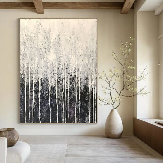 Grey and White Dripping Forest for Modern Industrial Office & Art - Inspired Home Library STSC360