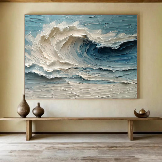 Textured Sea Wave Art for Coastal Seafood Restaurant Bar Counters DLZ3200