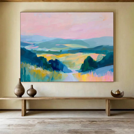 Pastoral Landscape Oil Painting for Rustic Farmhouse Dining Areas DLZ2594