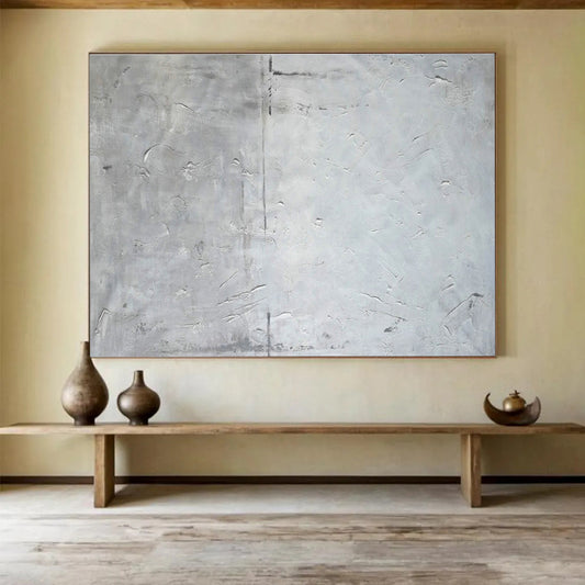 Gray - White Textured Art for Minimalist Home Library Backdrop Walls DLZ3232