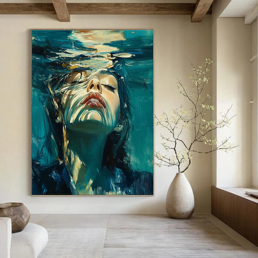 Woman Submerged in Water for Spa Wellness Center & Art - Inspired Home Bathroom STSC178
