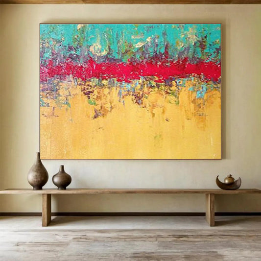 Bold Blue - Red Contrast Abstract Masterpiece for a Dramatic and Memorable Dining Room Statement DLZ2787