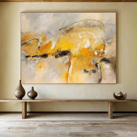 Yellow - Grey Line Abstract Art for Artistic Studio Space DLZ2815