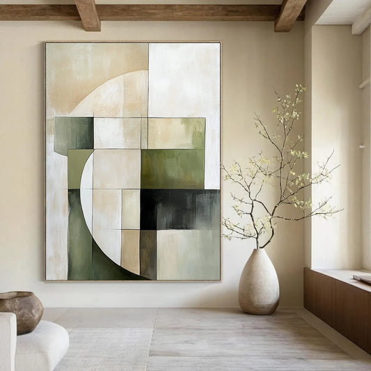 Geometric Neutral Tones for Minimalist Living Room & Modern Office STSC430
