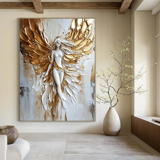 Golden - Winged Figure Mythical Art for Bohemian - Style Lounge & Spiritual Home Altar STSC1472