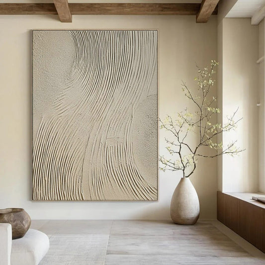 Gray - White Textured Abstract Art II for Art Gallery Corridor & Industrial - Chic Café DLZ1857