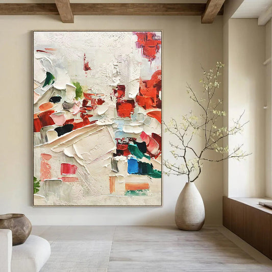 Colorful Thick - Paint Abstract Art for Bohemian Café & Creative Studio DLZ1051