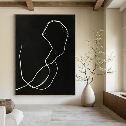 White Line on Black for Minimalist Gallery & Meditation Space STSC1189