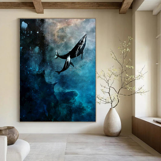 Whales in Deep Sea Dreamscape Art for Nautical - Themed Bedroom & Ocean - Loving Lounge DLZ0940