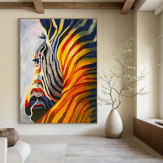 Colorful Zebra Portrait Art for Vibrant Kids' Room & Art - Eclectic Home DLZ2128