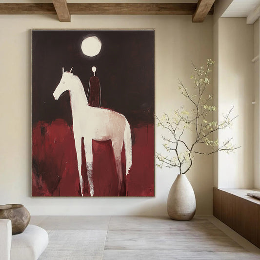 Figure on White Horse for Bohemian - Style Bedroom & Equestrian - Themed Study STSC572