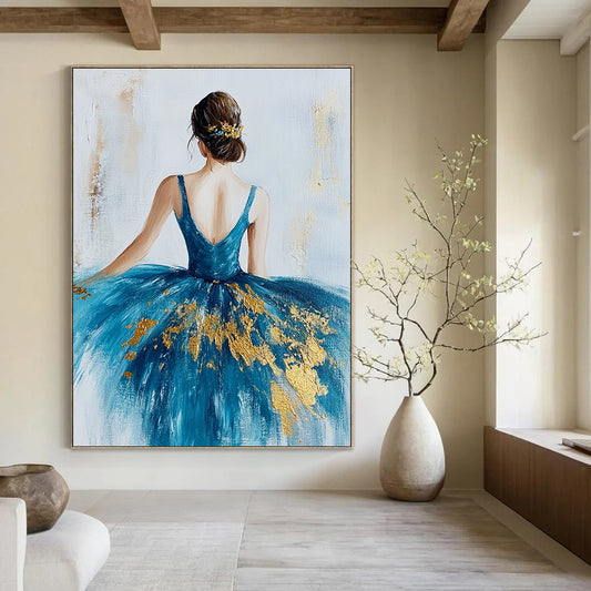 Ballerina in Blue and Gold for Dance Studio Waiting Area & Elegant Home Bedroom STSC155