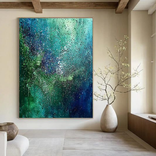 Artistic Blue - Green Splatter Art for Art Studio & Rooftop Bar STSC066