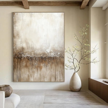 Beige - Brown Textured Divide Art for Rustic - Style Home Office & Art Gallery Tea Area STSC137