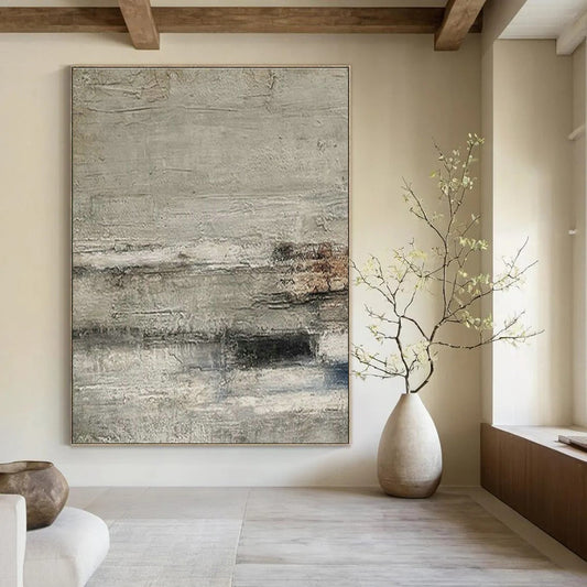 Gray - White - Brown Textured Art for Rustic Restaurant & Art - Themed Hotel DLZ1872