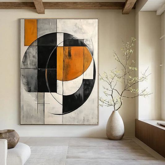 Orange - Accented Geometric Circle for Creative Studio & Contemporary Art Gallery STSC221