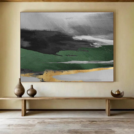 Dark Green - Gold Abstract for Luxury Home Office DLZ2990