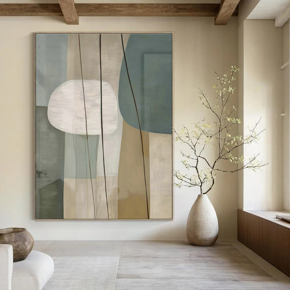Repeated Light Green Geometric Abstract Art for Minimalist Living Room & Art Exhibition DLZ1953