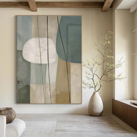 Repeated Light Green Geometric Abstract Art for Minimalist Living Room & Art Exhibition DLZ1953