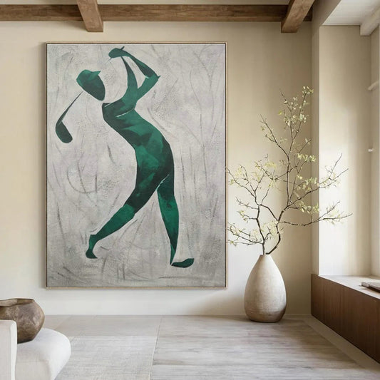 Green Golfer Silhouette Art for Sports Bar & Golf Clubhouse DLZ1784