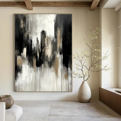 Monochrome Cityscape Drip for Modern Office Lobby & Art - Themed Home STSC250