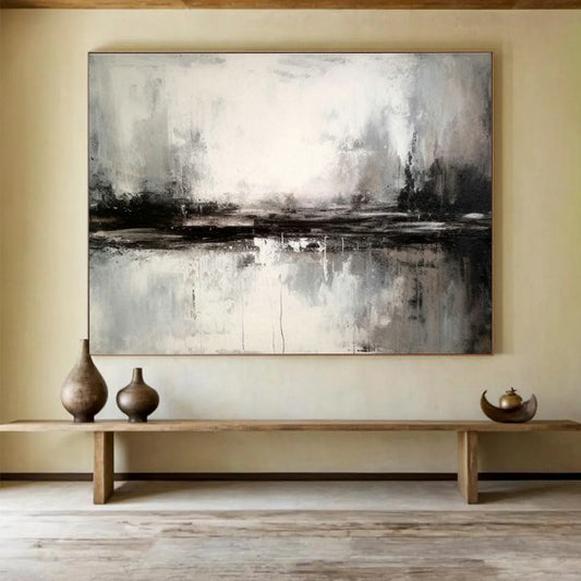 Black - White - Gray Landscape Abstract Art for Modern Monochrome Bedrooms DLZ2537