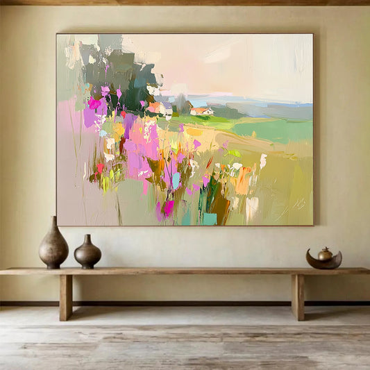 Colorful Pastoral Flowerscape Art for Countryside Villa Living Room & Bohemian - Style Café SC110