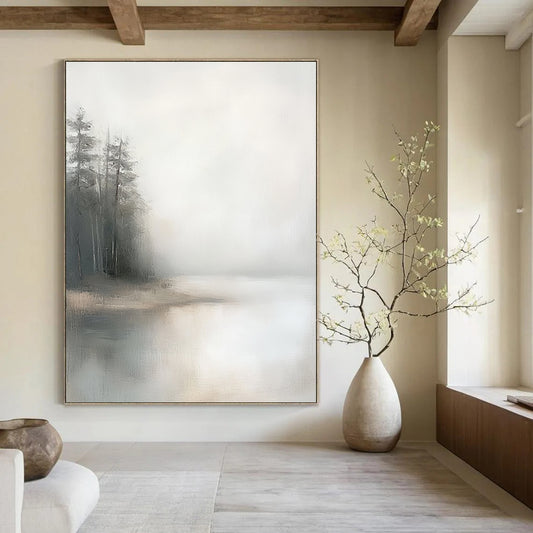 Foggy Forest Lake Art for Yoga Studio & Bedroom STSC089