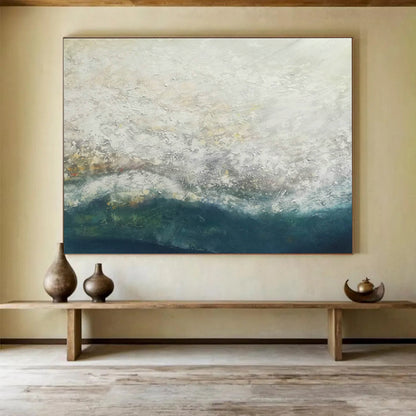 Gray - White Wave Abstract Art for Minimalist Coastal Home Beach - Themed Bedrooms DLZ2682