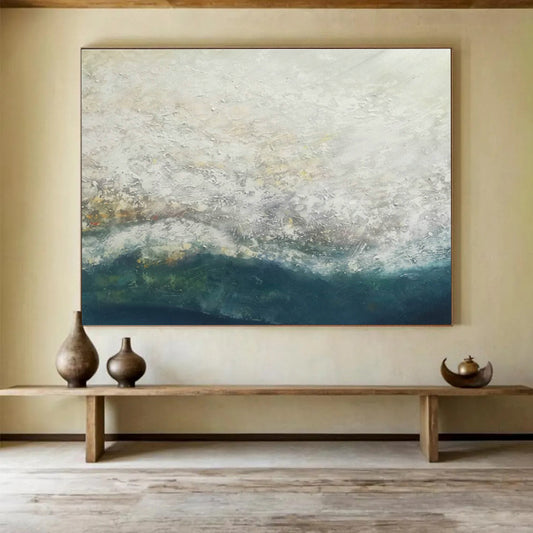 Gray - White Wave Abstract Art for Minimalist Coastal Home Beach - Themed Bedrooms DLZ2682