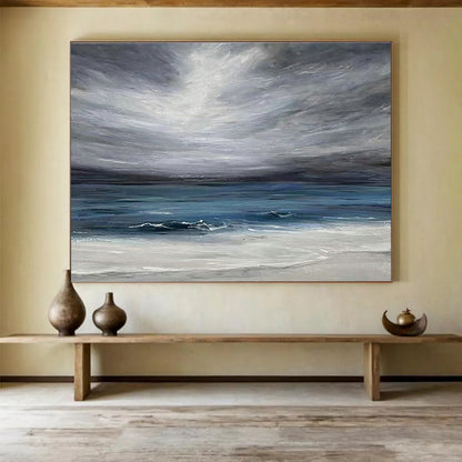 Gray - Cloud Sea View Oil Painting for Nautical - Themed Library Reading Nooks DLZ2599