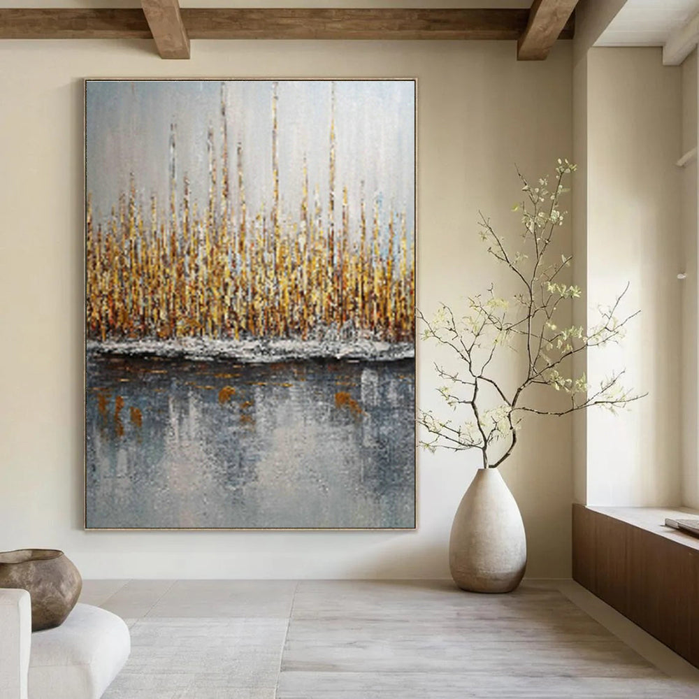 Golden Reeds Reflection for Lakeside Bed - and - Breakfast & Nature Lover’s Home Office DLZ0888