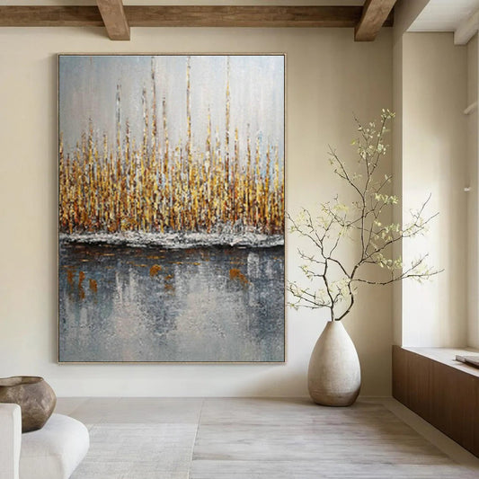 Golden Reeds Reflection for Lakeside Bed - and - Breakfast & Nature Lover’s Home Office DLZ0888