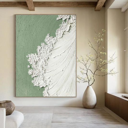 Green and White Textured Edge Art for Scandinavian - Style Café & Contemporary Living Room DLZ2202