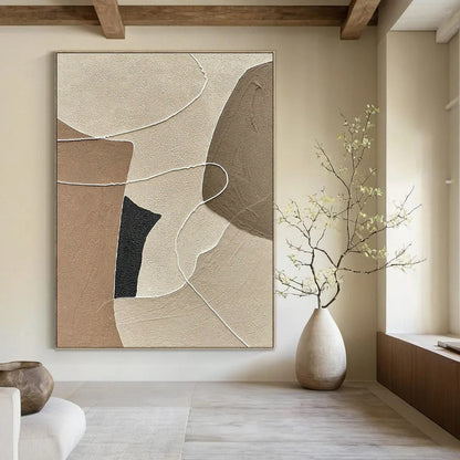Brown - White - Black Abstract Art for Minimalist Home & Home Office DLZ1119