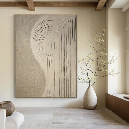 Light Brown Wavy Abstract Art for Spa Retreat & Zen - Inspired Home DLZ1855