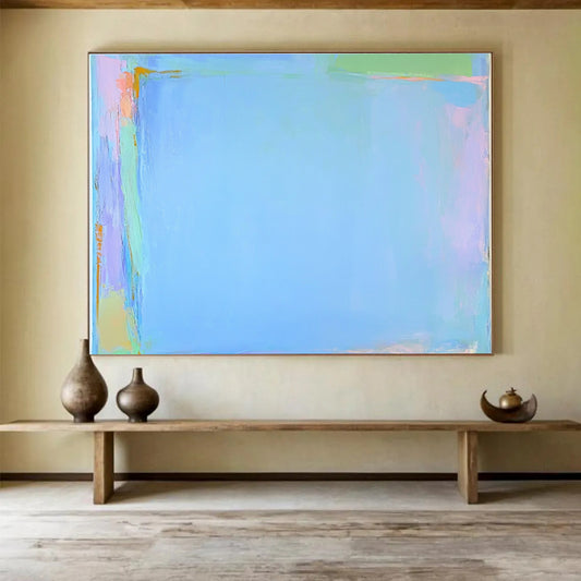 Soft Blue with Edges Art for Coastal Spa & Relaxation Room SC377