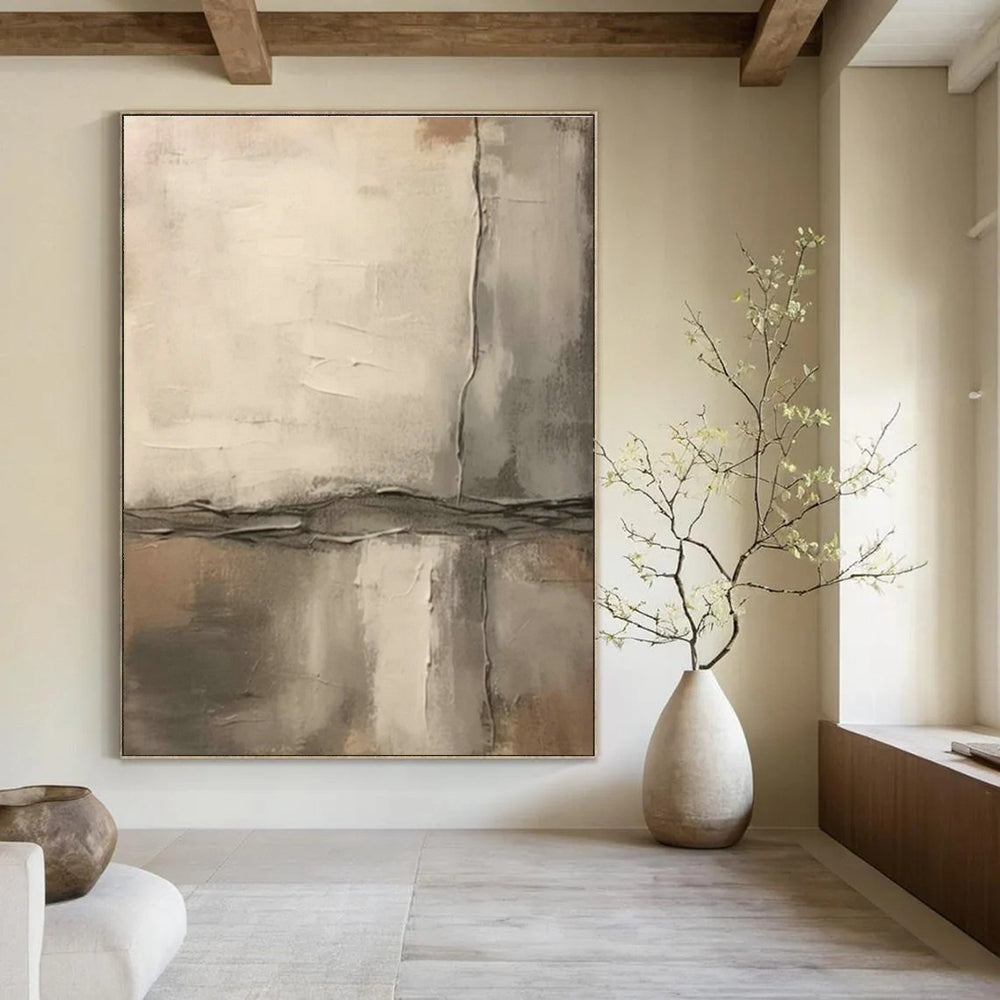 Gray - White Textured Abstract for Contemporary Home Library & Minimalist Art Showroom DLZ1585