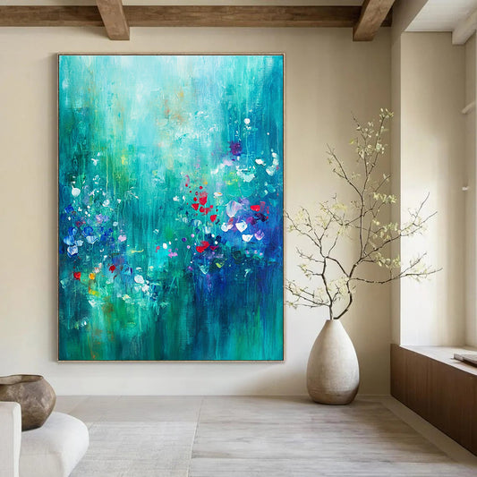 Luxe Green - Gold Dot Art for Hotel Lobby & Sophisticated Living Room STSC1021